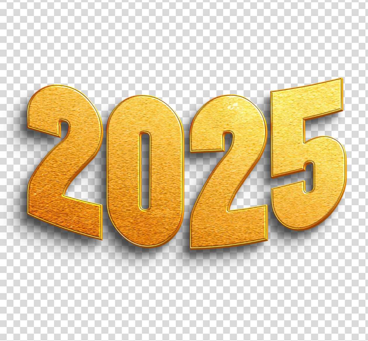 2025 Golden color number text PNG transparent image download 